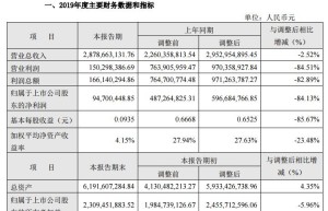 云南旅游:2019年营收28.79亿 净利润下降84%